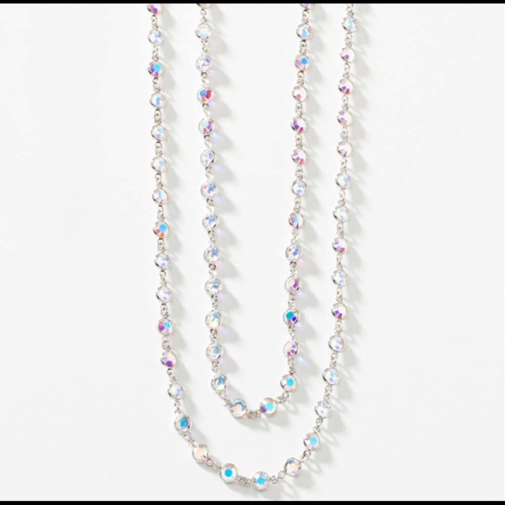 Touchstone Crystal by Swarovski Aurore Boreale Mini Chanelle Extra Long Necklace